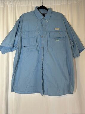 Reel Legends Mens XXL Fishing Shirt Light Blue Short Sleeve Vented Performance